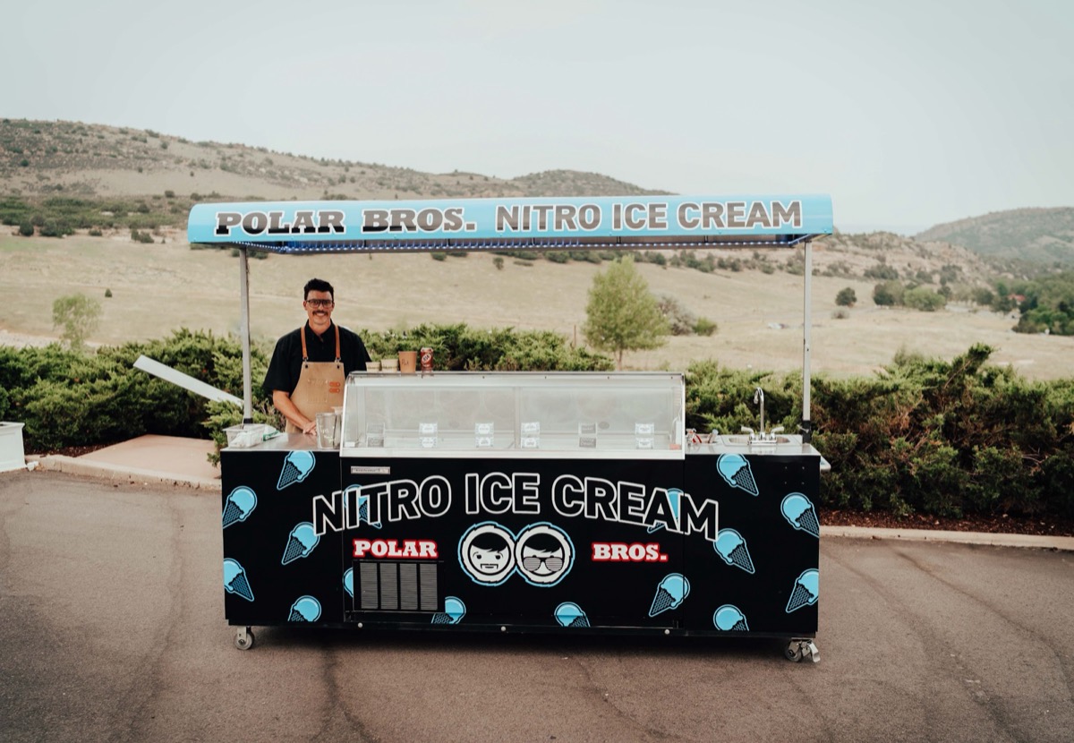 The Polar Bros nitro cart set up with the Front Range behind it